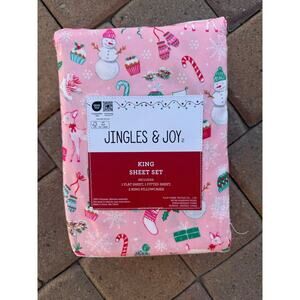 NEW Pink Christmas Sheets King Size Snowman deer stocking cupcake holiday set